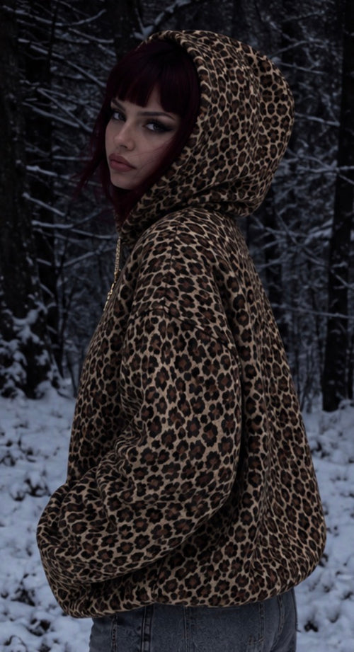 VCM Oversized Leopard Print Hoodie